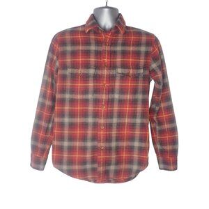 Abercrombie Finch Shirt Men's Small Red‎ Plaid Button Pocket Lumber Buffalo Y2K